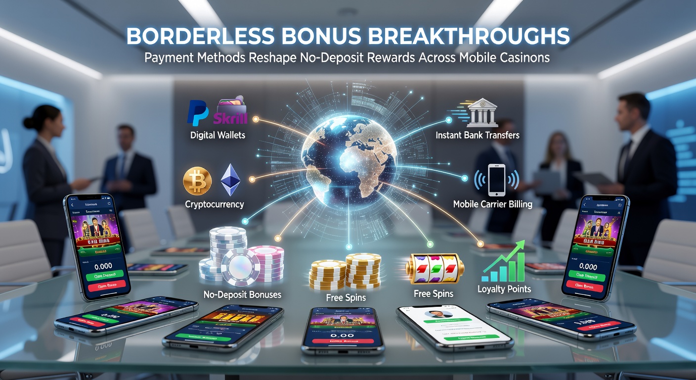 Infographic showing worldwide payment networks connecting mobile casino icons to bank symbols, with arrows illustrating instant no-deposit bonus cashouts