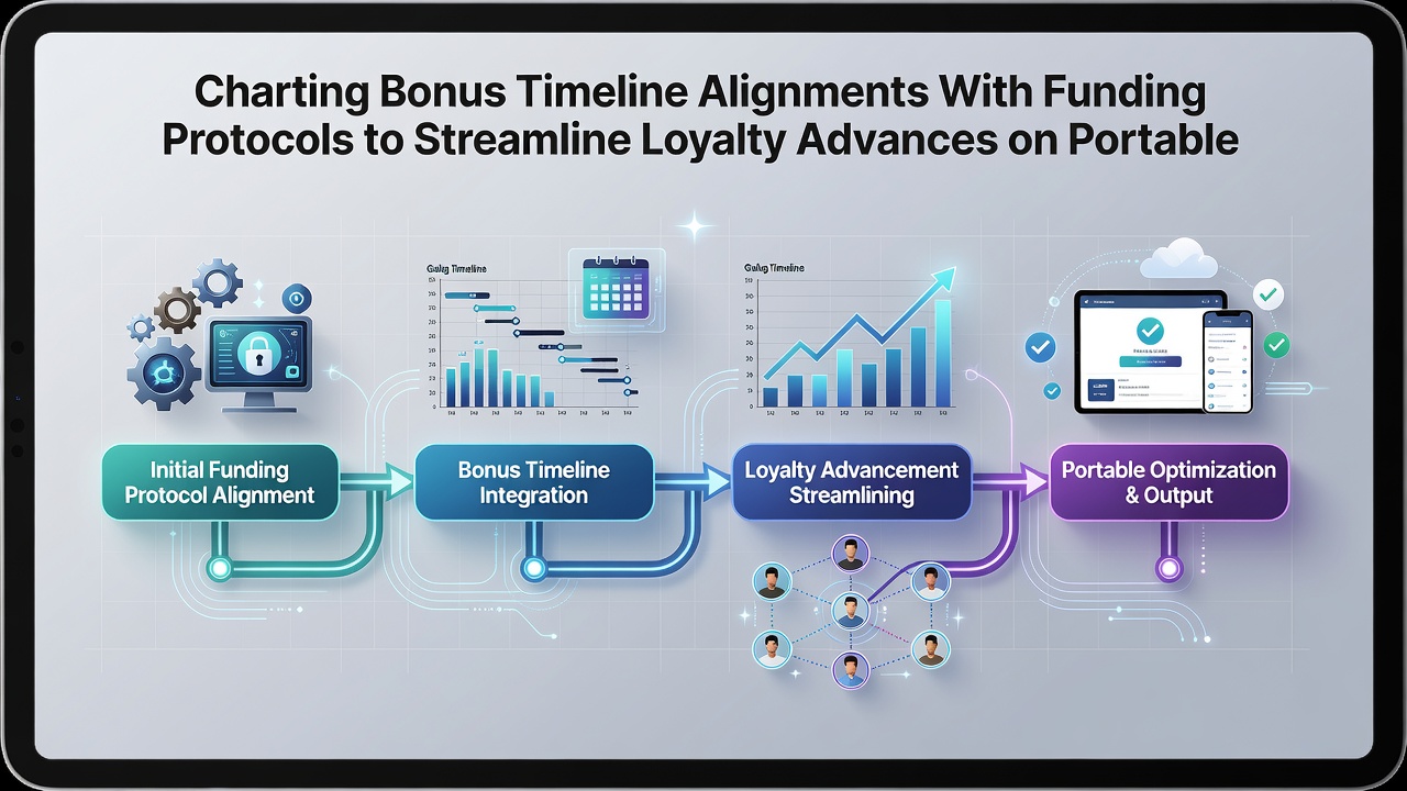 Illustration of synchronized bonus timelines and funding flows displayed on tablet and smartphone dashboards
