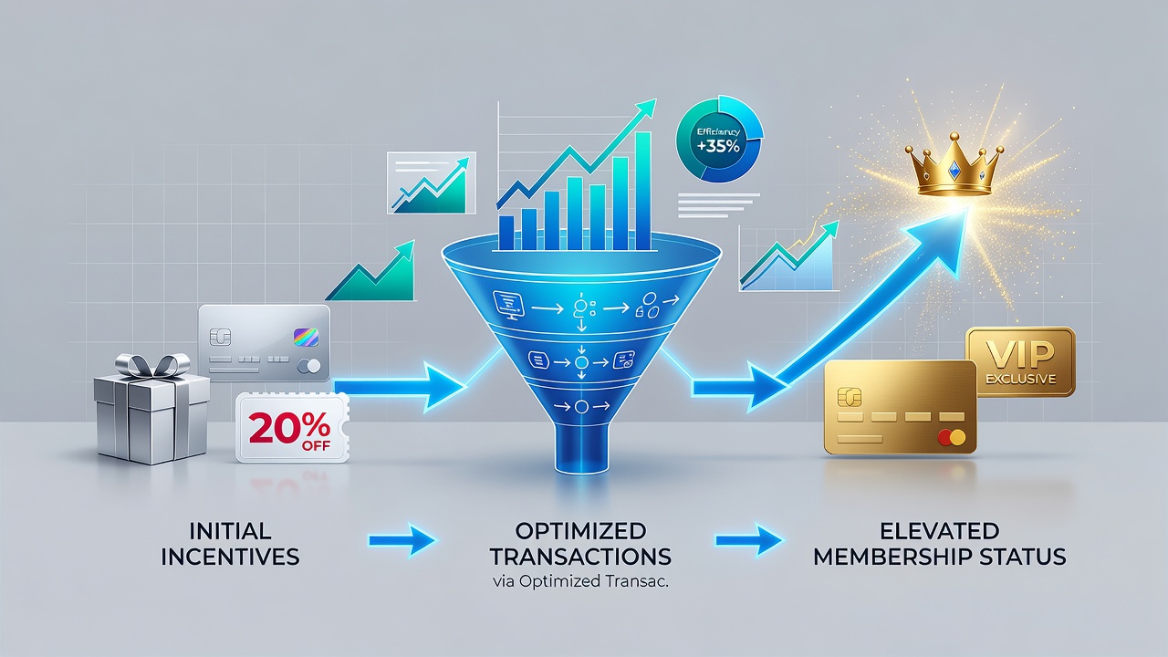 Smartphone displaying VIP loyalty dashboard with transaction history and membership tier progression