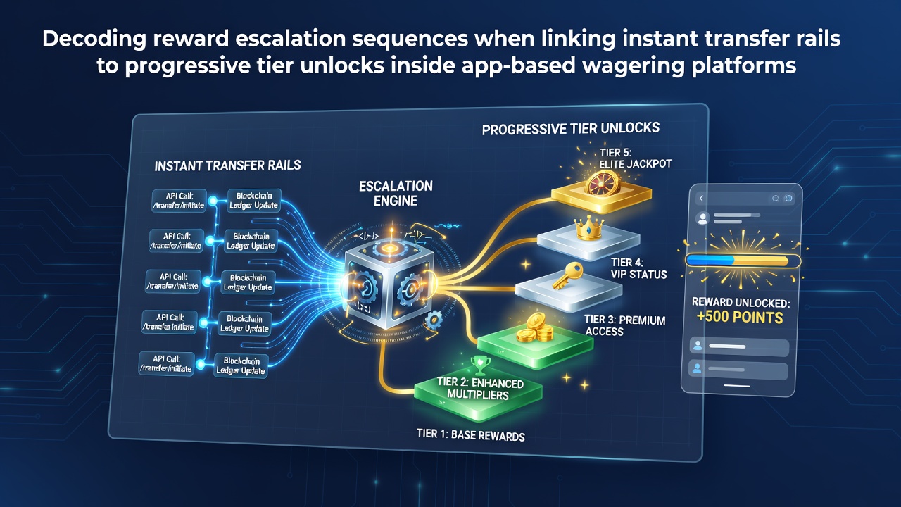 Diagram showing data flow from instant payment rails into progressive loyalty tier systems within mobile wagering applications