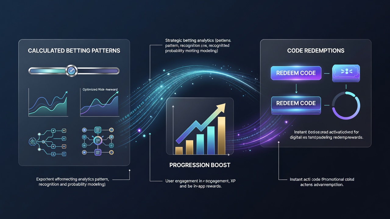 Analytics dashboard showing progression metrics rising after coordinated betting patterns and code redemptions