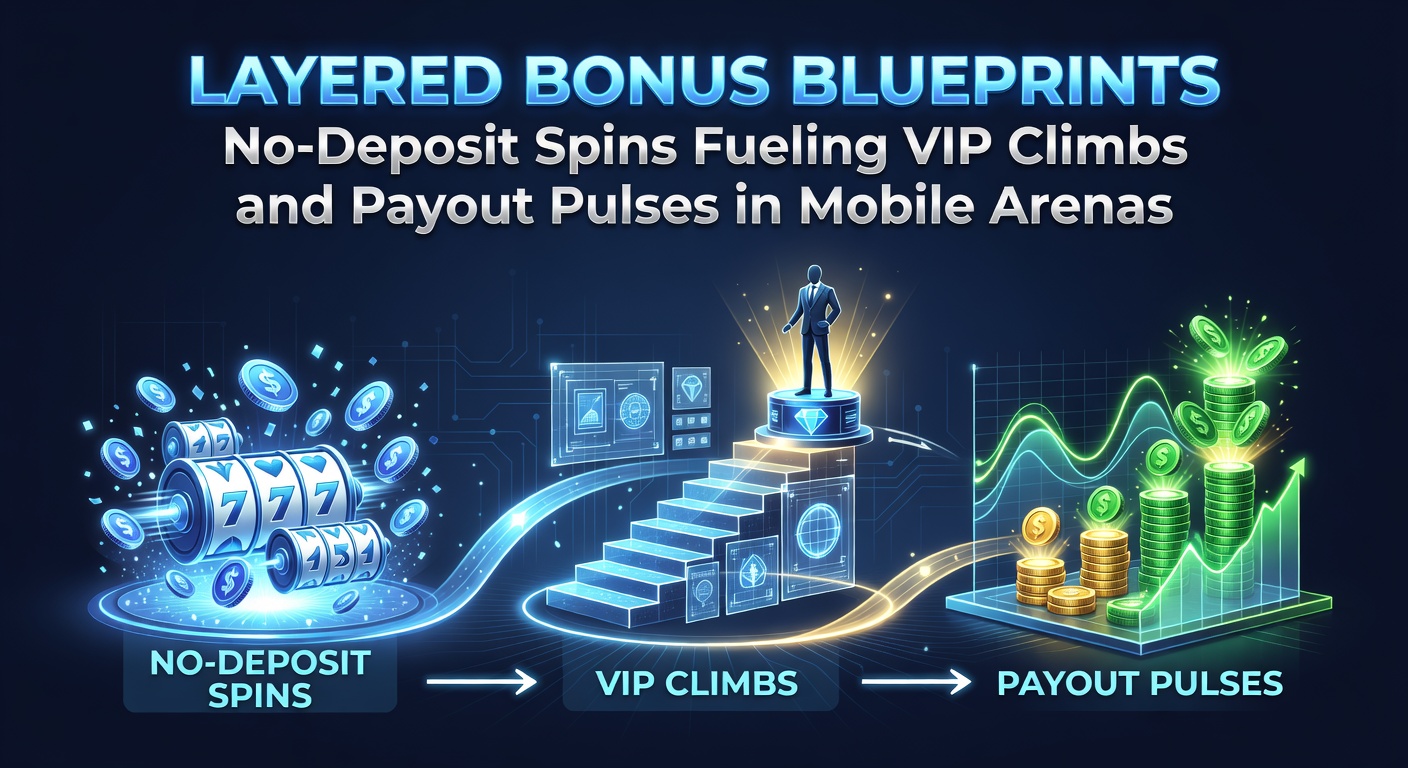 Dynamic graphic showing layered casino bonuses stacking up on a mobile screen, with spinning reels and VIP tiers glowing in the background