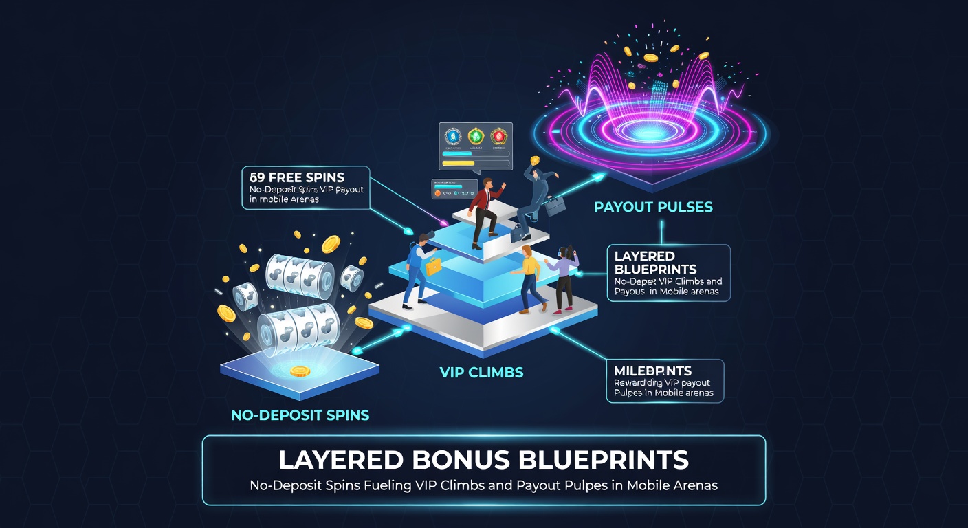 Close-up of a mobile VIP progress bar filling with colorful bonus icons, pulses of payouts radiating from the top tiers