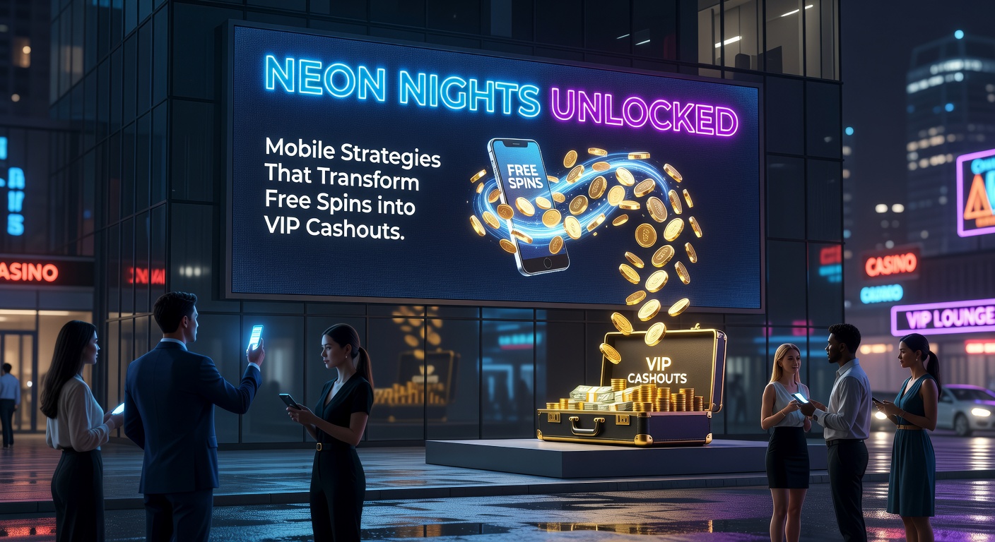 Dynamic close-up of a smartphone interface showing a VIP progress bar filling with free spin icons, neon effects pulsing as cashout buttons glow ready
