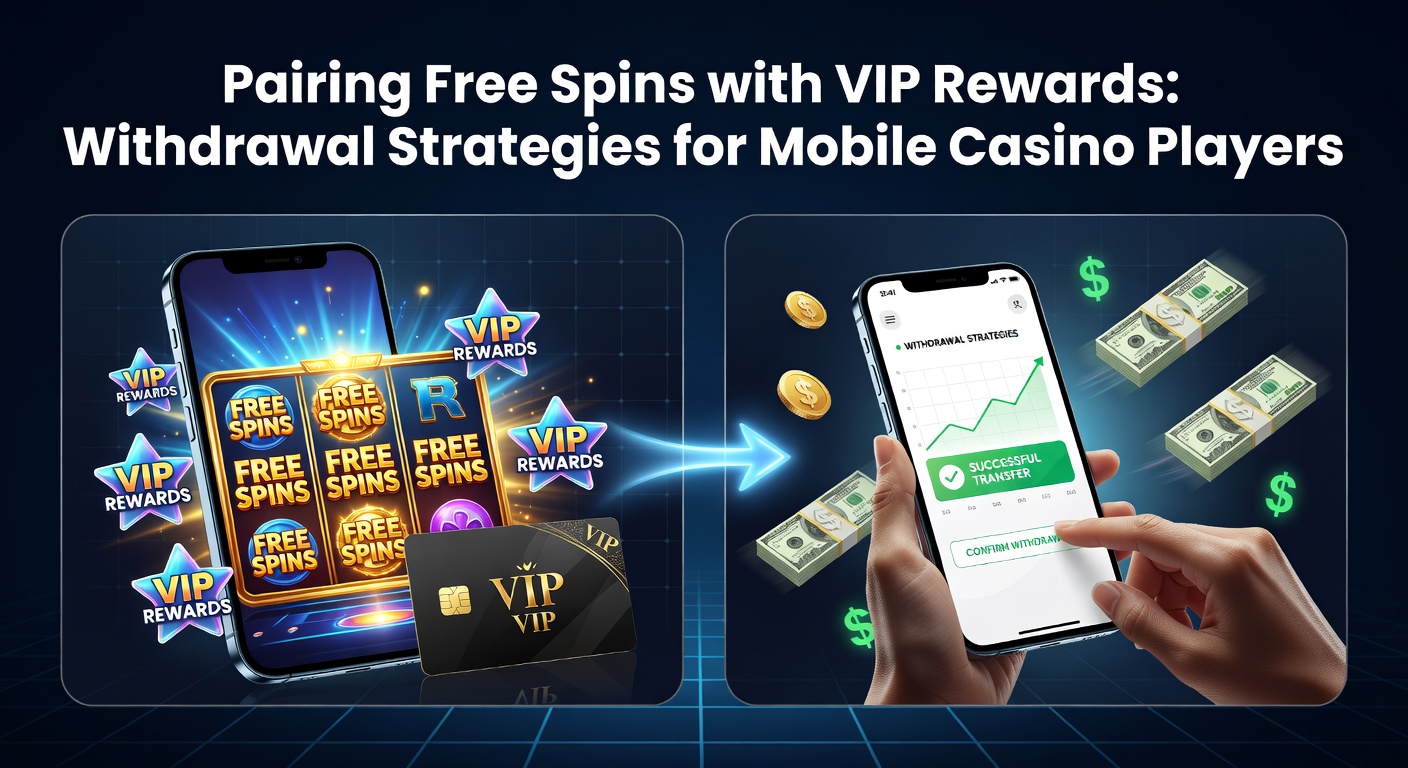 Infographic showing a flowchart of free spins leading to VIP unlocks and a green arrow to fast withdrawal button on a casino app