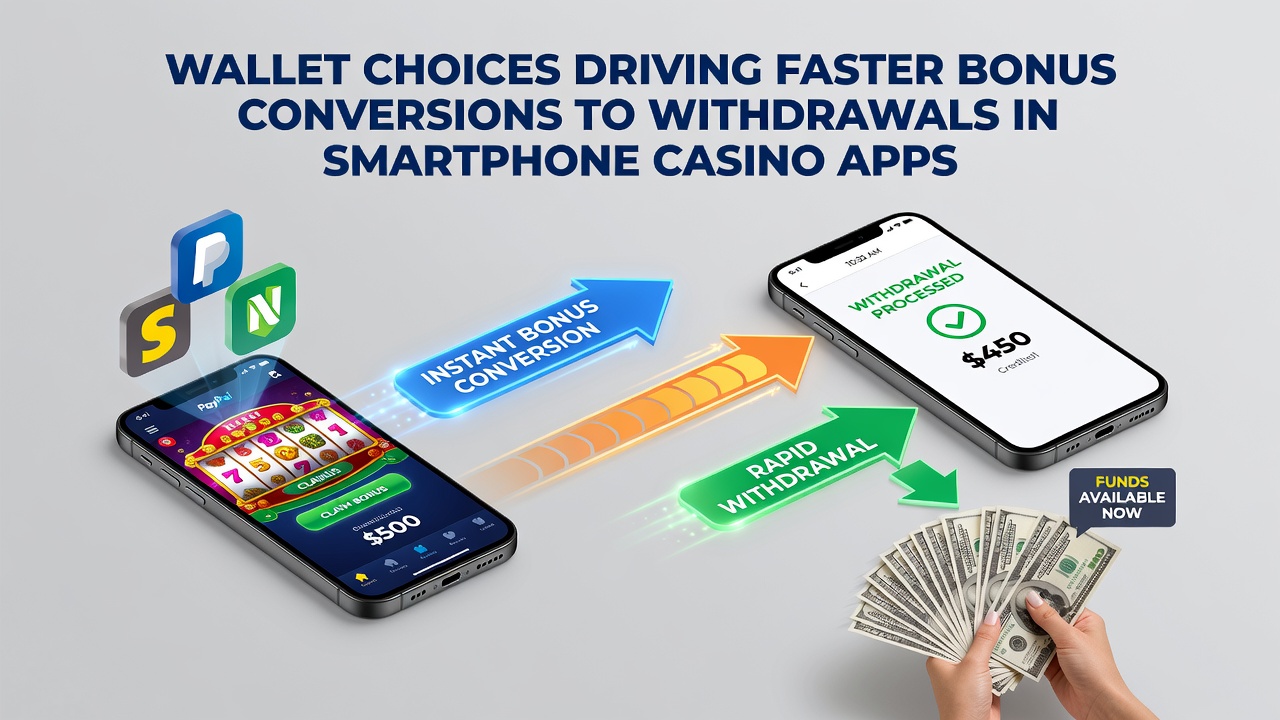 Mobile screen showing successful bonus conversion and withdrawal confirmation in a casino application