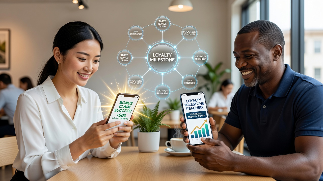 Mobile app interface showing bonus claim timing aligned with loyalty milestones